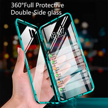Двухсторонний металлический магнитный чехол из закаленного стекла для Huawei P20 P30 Lite Pro, Прозрачный чехол для мобильного телефона 2024 - купить недорого