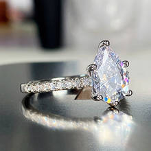 Caoshi simples design em forma de gota cz anéis de casamento moda temperamento pera em forma de anel feminino para aniversário jóias de aniversário 2024 - compre barato