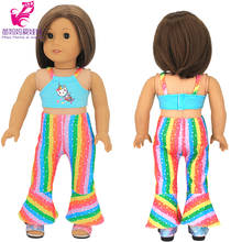 18" Girl Doll Strapless Camisole Rainbow Flared Pants 43 Cm Baby Doll Clothes Set Toys Costumes for Girl Present 2024 - buy cheap