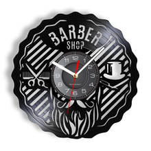 Barber Shop Sign Wall Decorative Clock Mustache Gentleman Hairdresser Toolkit Vintage Vinyl Record Wall Clock Hairdresser Gifts 2024 - buy cheap