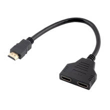 1 в 2 выхода HDMI-совместимый 2 двойных порта Y разветвитель 1080P HDMI-совместимый v1.4 штекер-двойной гнездо адаптер кабель 2024 - купить недорого