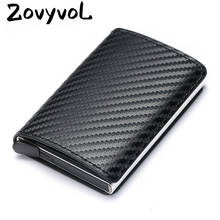 Custom Card Holder Men Wallets Rfid Black Carbon Fiber Leather Minimalist Wallet Men Woman Gifts Personalized Carteira Masculina 2024 - buy cheap