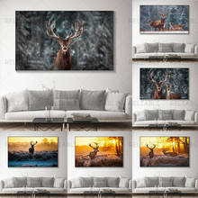 Animal Noble Deer in Winter Snow Forest Canvas Painting Posters and Prints Wall Art Pictures For Living Room Home Decor No Frame 2024 - buy cheap