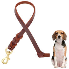 Leather short leash for a dog 60cm Large Dog Short Leash One step Braided Real Leather Big dog Lead Short Dog Leash 2024 - buy cheap