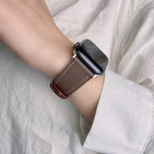 Ремешок кожаный для iWatch 40 мм 44 мм, спортивный браслет для Apple watch 42 мм 38 мм Series 1 2 3 4 5 6 se 2024 - купить недорого