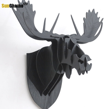 3D Puzzle Wooden DIY Creative Moose Head Wall-mounted Wood Gift Craft Home Decor Murals Nordic Animal Wall Decoration Statues 2024 - buy cheap