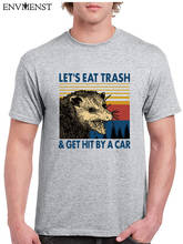 Мужская винтажная футболка с изображением енота Let's Eat Trash & Get Hit By A Car, Спортивная футболка из 100% хлопка, летняя Модная европейская Женская толстовка 2024 - купить недорого