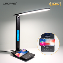 LAOPAO 10W QI Wireless Charging LED Desk Lamp With Calendar Temperature Alarm Clock Eye Protect Study Business Light Table Lamp 2024 - купить недорого