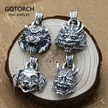 Colgante de plata de ley 925 colgante de perro dragón Tigre Hannya cabeza Vtinage Thai plata Zodiaco etiquetas colgantes para hombres y mujeres 2024 - compra barato