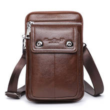 fashion Men Cell Phone Case Waist Genuine Leather Bag Purse Hook Pouch Cross Body Belt Pack Fanny Messenger Shoulder Bags New 2024 - buy cheap