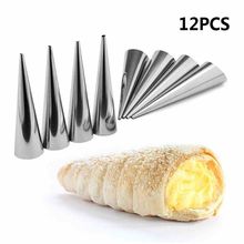 12pcs High Quality Conical Tube Cream Mold Bread Moulds Stainless Molds Croissants Cone Horn Spiral Steel Roll Pastry Cake 2024 - buy cheap