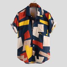 Ropa De Hombre 2022 New Printed Men's Clothing European and American Summer Beach Short-sleeved Men's Printed Shirt Four Colors 2024 - buy cheap