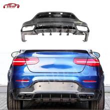Carbon Fiber Rear Hugger Bumper Lip Diffuser with Exhaust Tips for Benz GLC Class C253 coupe Sport GLC63 2017-2019 Car Styling 2024 - buy cheap