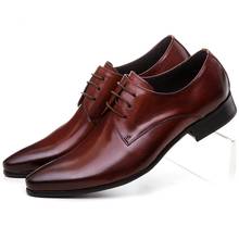 Large size EUR45 Black /brown tan mens dress shoes genuine leather business shoes formal wedding shoes 2024 - buy cheap