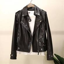 2022 New Spring Single Breasted Belted Faux Leather Jacket Coat Turn Down Collar Double Pockets Slim Waist Jacket PU Coat XZ695 2024 - buy cheap