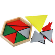 Montessori materiais matemath triângulos construtivos montessori quebra-cabeça de madeira educação pré-escolar brinquedo de matemática h346f 2024 - compre barato