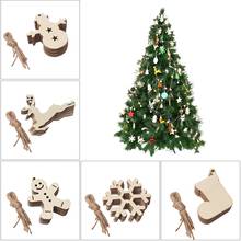 10pcs/pack Natural Wood Chips Christmas Tree Ornaments Xmas Tree Snowflake Shape Wooden Crafts Scrapbooking Decoration Home 2024 - buy cheap