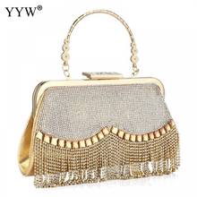 Bolso de mano con borlas de cuero sintético para mujer, Cartera de mano con superficie suave, de noche, con diamantes de imitación, para boda 2024 - compra barato