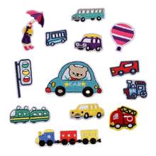 100pcs/lot Small Embroidery Patch Traffic Signal Car Train Balloon Fire Bus Train Bear Kids Clothing Decoration Iron Heat 2024 - buy cheap