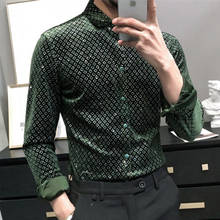 Camisa verde De Manga larga para Hombre, Ropa gruesa y elegante para mantener el calor, para redes sociales, Longa 2024 - compra barato