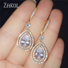 ZAKOL Classic Water Drop Cubic Zircon Micro Inlay Women Dangle Earrings Fashion Bridal Wedding Engagement Jewelry FSEP2227 2024 - buy cheap