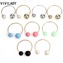 VIVILADY Fashion Gold Color Double Simulated Pearl Colorful Round Beads Crystal Cuff Bangles Parure Bijoux Femme Accessory Gift 2024 - buy cheap