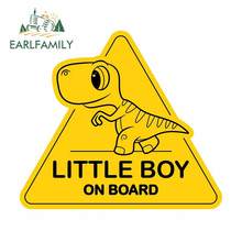 EARLFAMILY 13cm x 11.5cm for Little Boy on Board Dinosaur Sign Personality Car Stickers Bumper Motorcycle Decal Car Assessoires 2024 - buy cheap