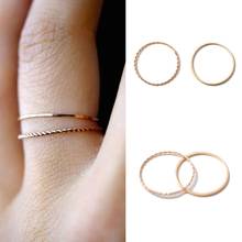 Conjunto de anillos de apilamiento para mujer, conjunto de anillos de oro rosa fino y delgado para nudillos, anillo MIDI de dedo pequeño para bebé, joyería de diseño simple, 4 Uds./2 juegos 2024 - compra barato