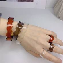 2021 nova onda forma anel de resina para as mulheres do vintage transparente geometria anel feminino menina moda casual mão jóias dedo anel 2024 - compre barato