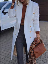 2022 fashionable mid-length woolen women's coat new product multi-grain button wish woolen coat
