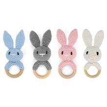 Baby Wood Teether Ring DIY Crochet Bunny Rattle Soother Bracelet Teething Molar 2024 - buy cheap