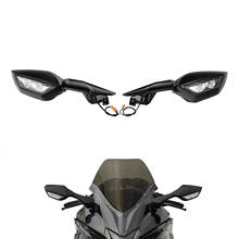 Мотоциклетные зеркала заднего вида, СВЕТОДИОДНЫЕ Сигналы поворота для Kawasaki Ninja ZX10R ZX 10R 2016-2020 2017 2018 2019 2024 - купить недорого