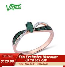 VISTOSO 14K 585 Rose Gold Rings For Women Genuine Ring Magic Emerald Classic Diamond Engagement Anniversary Elegant Fine Jewelry 2024 - buy cheap