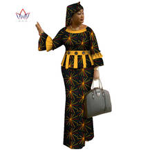 Estilo africano mulher roupas de manga cheia plus size roupas femininas duas peças conjunto o pescoço tradicional bazin riche wear wy1096 2024 - compre barato