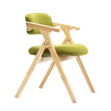 Modern Minimalist Dining Chair Nordic Wooden     Fabric Folding  Armrest Backrest Computer folding chair 2024 - buy cheap