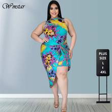 Plus Size Dress 4xl Summer 2021 Wholesale Dropshipping Flowers Printed Irregular Hem Office Lady Fashion Mini Dresses for Women 2024 - buy cheap