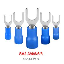 SV2-4 Blue Furcate Cable Wire Connector 100PCS/Pack Furcate Pre-Insulating Fork Spade 16~14AWG Wire Crimp Terminals SV2.5-4 SV 2024 - buy cheap