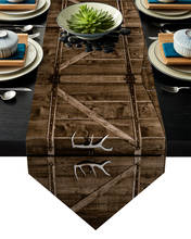 Astas con puertas de madera, camino de mesa, bandera para fiesta en casa, mantel decorativo, caminos de mesa 2024 - compra barato