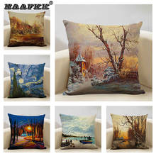 Famous Landscape Painting Cushion Cover 45x45cm Linen Pillow Case Sofa Pillowcase Home Living Room Bedroom Art Decor 2024 - buy cheap