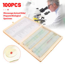 100Pcs/Set Prepared Microscope Glass Slides Sample Science Biological Specimen Education Cover Slips Portable Wood Storage Box 2024 - buy cheap