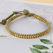 Kelitch vintage pulseiras para mulheres casal envoltório de couro artesanal strand frisado manguito pulseiras na moda jóias 2024 - compre barato