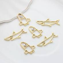 6 unids/lote de conectores de dijes huecos de pez tiburón dorado de aleación de Zinc para pulsera de moda DIY, pendientes, accesorios para hacer joyas 2024 - compra barato