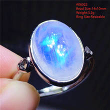 Natural Blue Light Moonstone Adjustable Ring All Size Jewelry Women Men 925 Silver Crystal Blue Moonstone Oval Bead Ring AAAAA 2024 - buy cheap