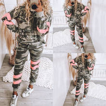 Camouflage Tracksuit Women Two Piece Set Spring Clothes Hooded Sweatshirt Top and Pants Sweat Suits Casual Streetwear Outfits 2024 - buy cheap