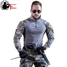 Camiseta de camuflaje de estilo militar para hombre, ropa de manga larga, táctica de combate de soldado 2024 - compra barato