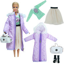 5 Pcs/Set Cotton Coat Outfit Dress + Shirt Skirt + Bag + High Heels Shoes Daily Casual Wear Clothes for Barbie Doll Accessories 2024 - buy cheap