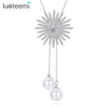 LUOTEEMI Fashion Silver Color Star Necklace With CZ Stone Pearl for Women Link Chain Pendant Necklace Gifts collares para mujer 2024 - buy cheap