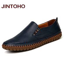 JINTOHO Tamaño Grande Hombres Zapatos de Cuero Genuinos Mocasines Slip On Zapatos Negros de Cuero Real Mens Mocasines Zapatos Zapatos de Diseño Italiano 2024 - compra barato