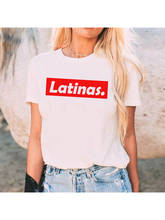 Camiseta feminina estampada latina, camiseta de verão com manga curta, camiseta feminina estilo tumblr 2024 - compre barato