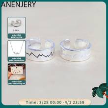 ANENJERY-anillos de plata de ley 925 para mujer, joyería coreana ajustable con ondas de latido del corazón, ECG, S-R403 2024 - compra barato